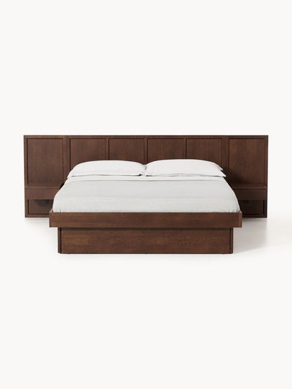 Nantlaira Wooden Bed with Headboard and Bedside Tables