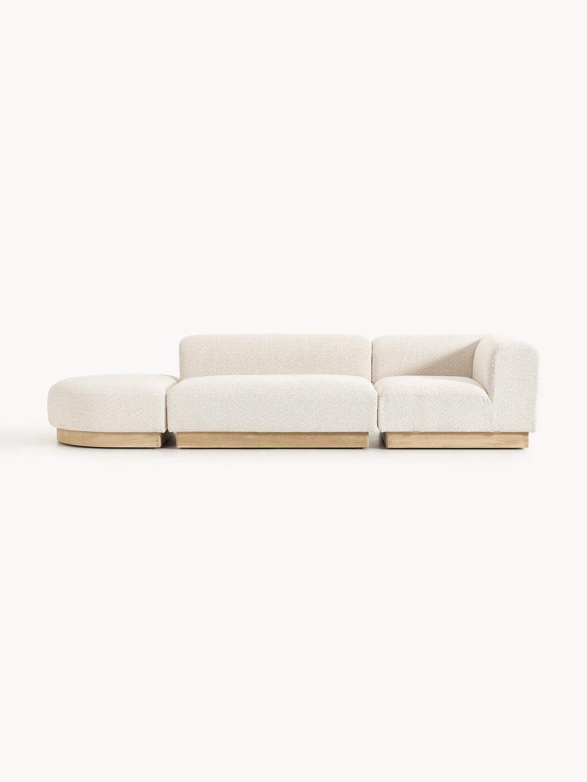 Natwyla Modular Teddy Bouclé Ottoman with Stool (Left/Right)