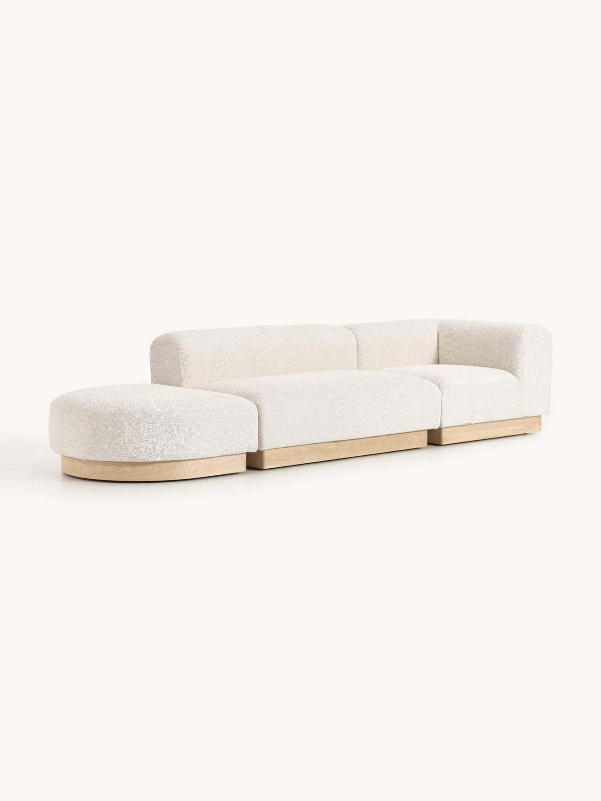 Natwyla Modular Teddy Bouclé Ottoman with Stool (Left/Right)