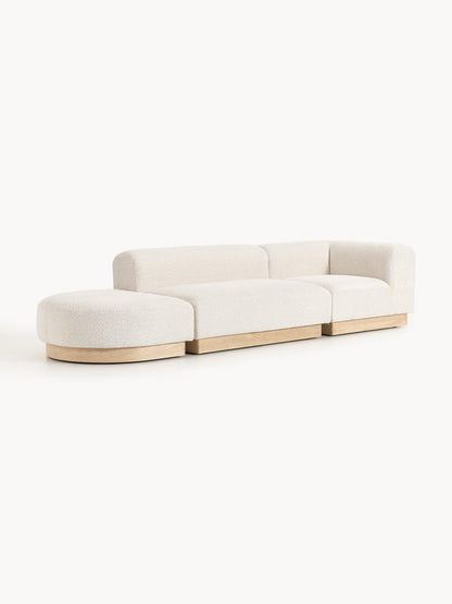 Natwyla Modular Teddy Bouclé Ottoman with Stool (Left/Right)
