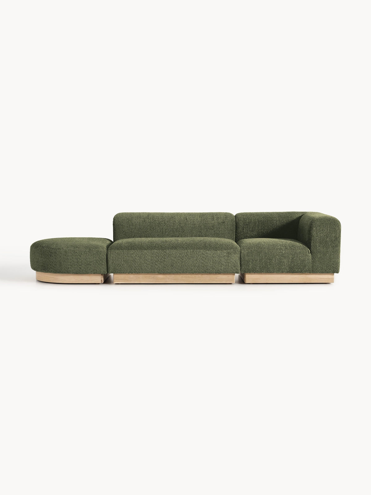 Natwyla Modular Teddy Bouclé Ottoman with Stool (Left/Right)
