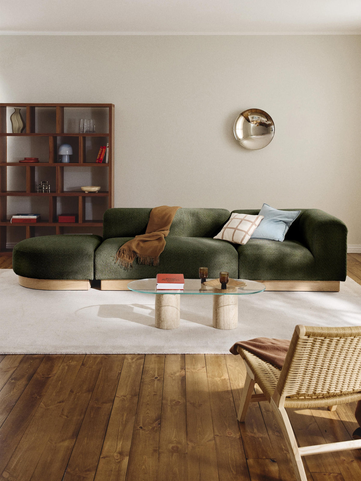 Natwyla Modular Teddy Bouclé Ottoman with Stool (Left/Right)