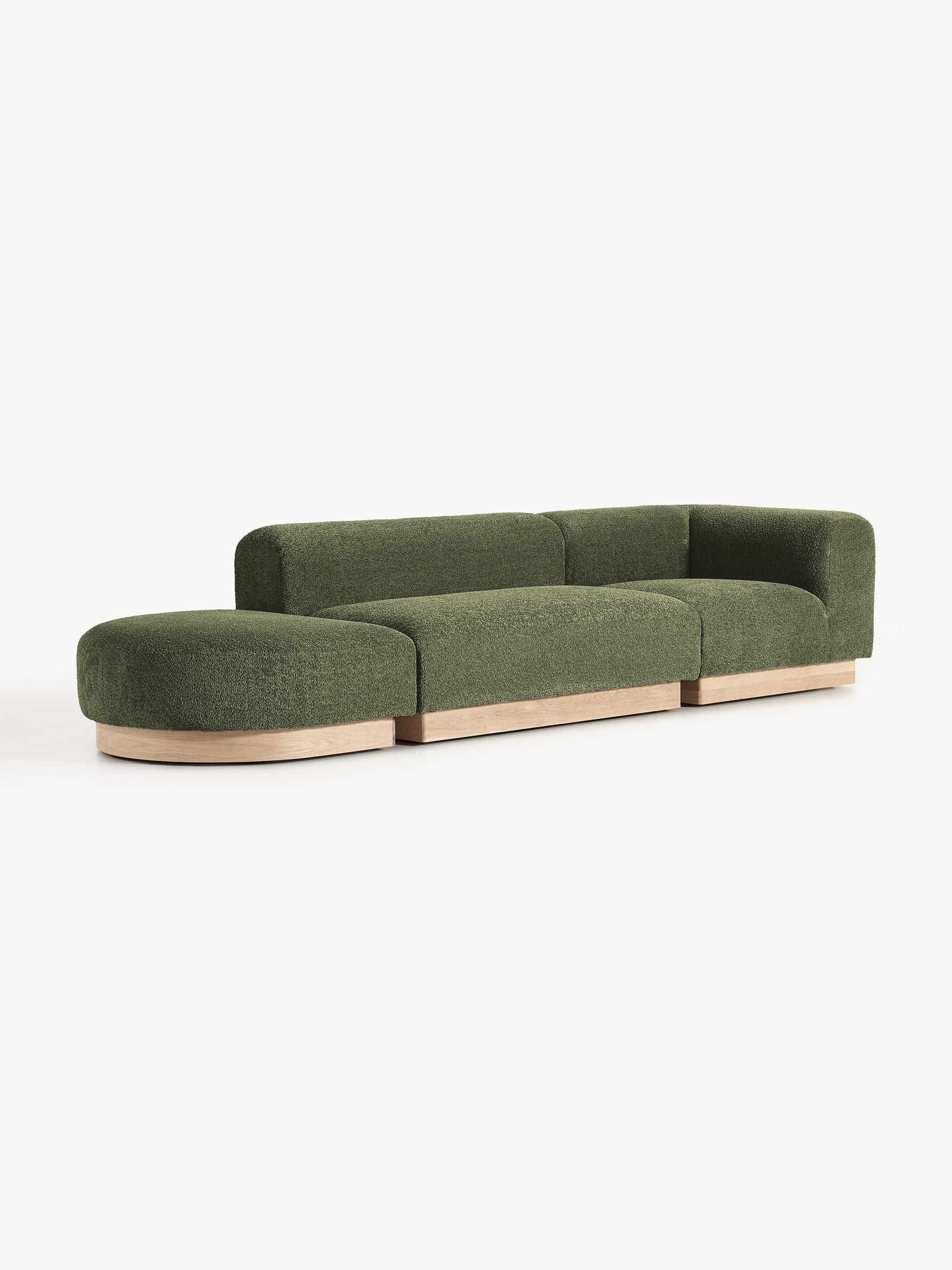 Natwyla Modular Teddy Bouclé Ottoman with Stool (Left/Right)