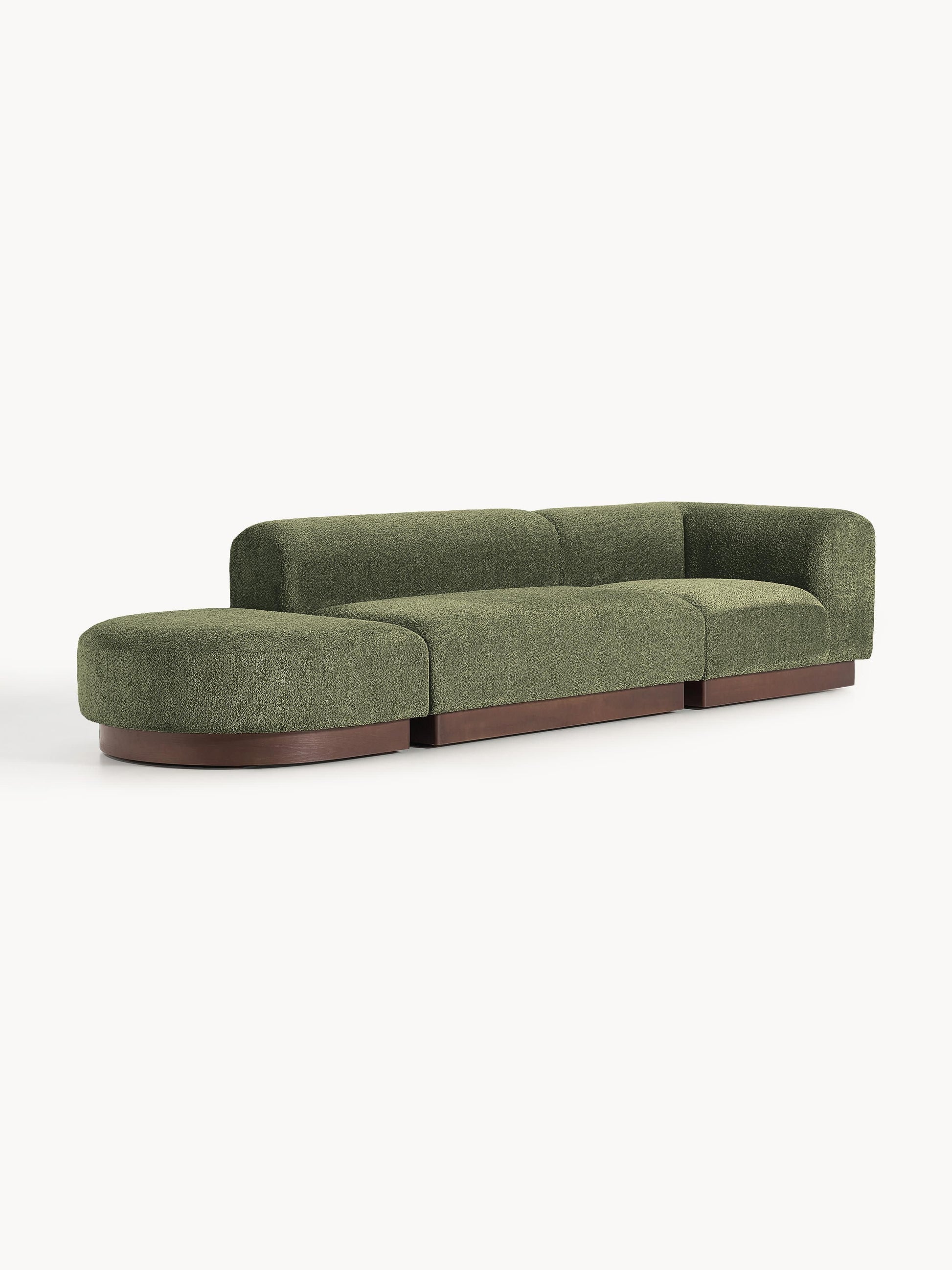Natwyla Modular Teddy Bouclé Ottoman with Stool (Left/Right)