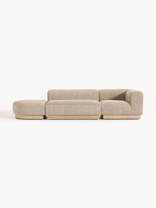 Natwyla Modular Teddy Bouclé Ottoman with Stool (Left/Right)