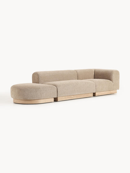 Natwyla Modular Teddy Bouclé Ottoman with Stool (Left/Right)