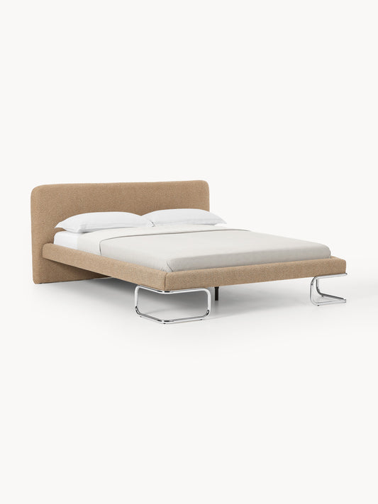 Olimbre Upholstered Bed in Bouclé with Metal Legs