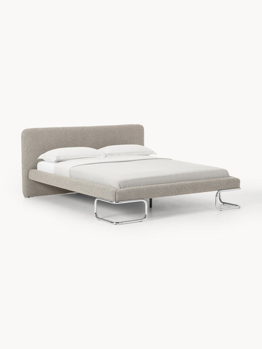 Olimbre Upholstered Bed in Bouclé with Metal Legs