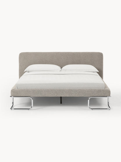 Olimbre Upholstered Bed in Bouclé with Metal Legs