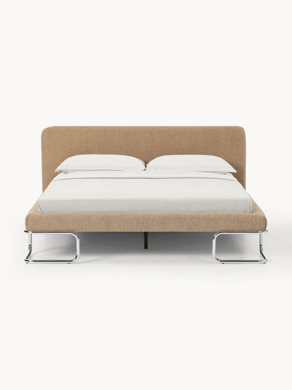 Olimbre Upholstered Bed in Bouclé with Metal Legs