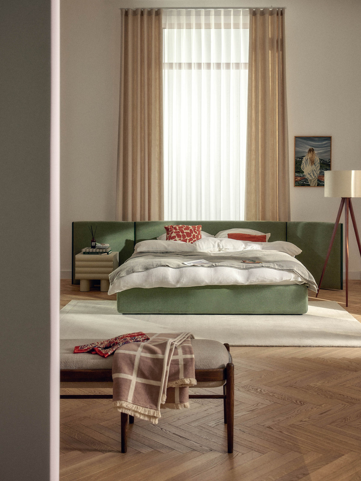 Otvarne Upholstered Bed with Folding Headboard