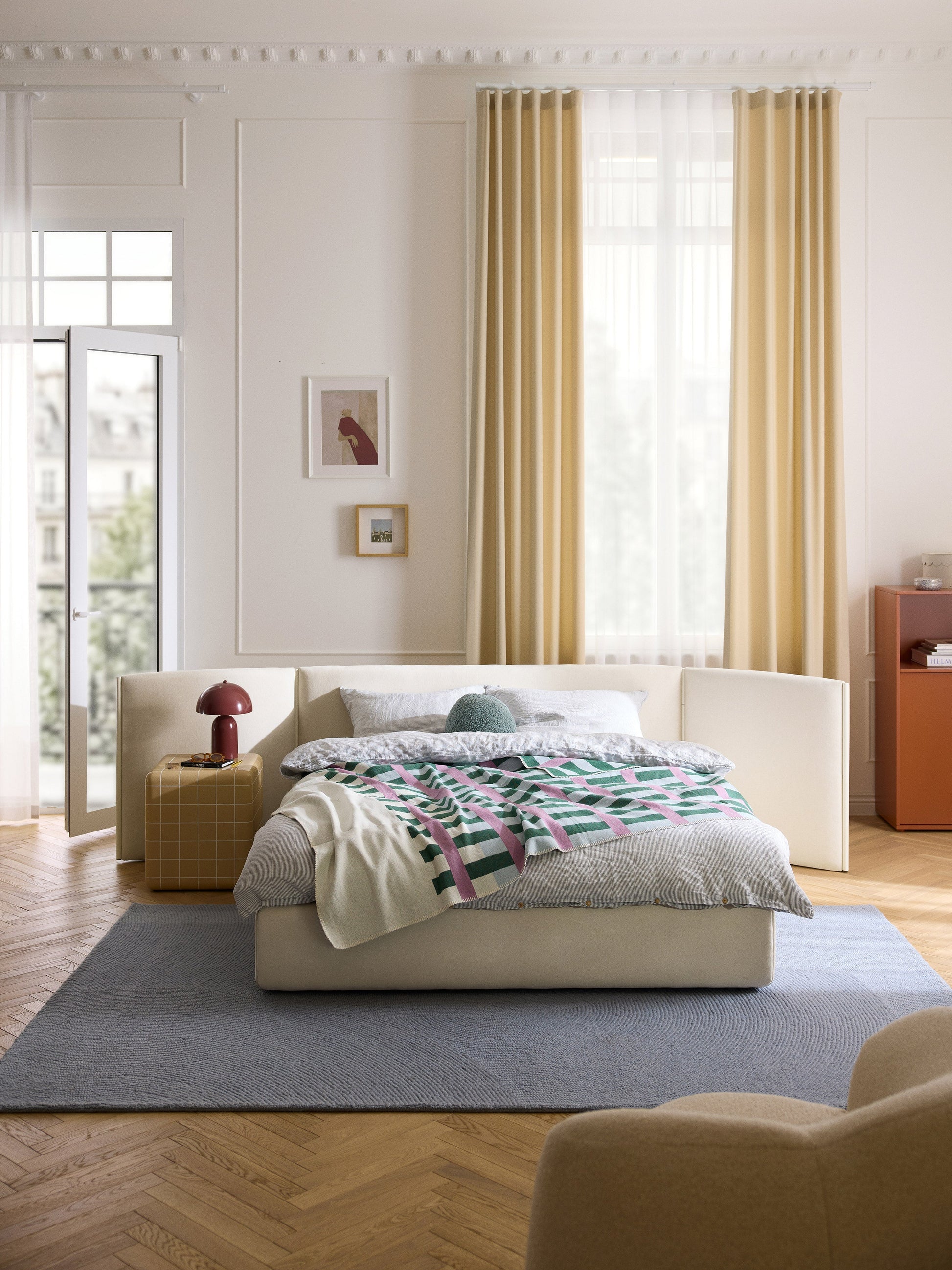 Otvarne Upholstered Bed with Folding Headboard