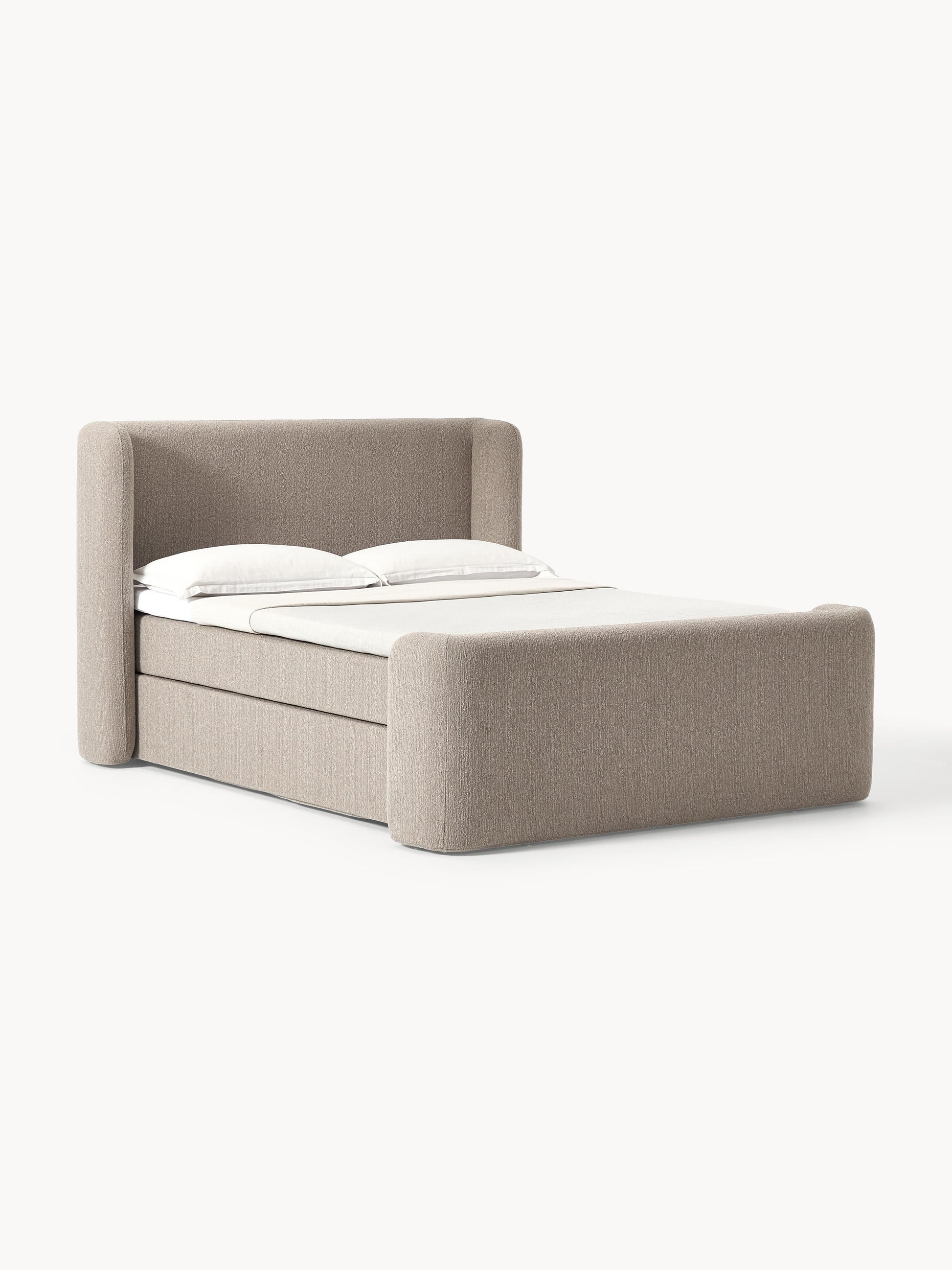 Perlagne Box Spring Bed in Bouclé