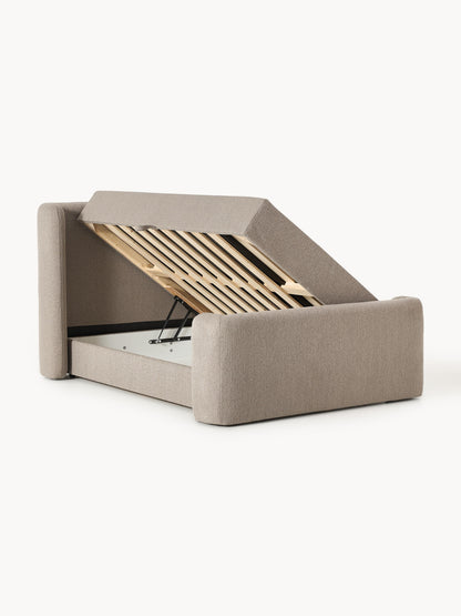 Perlagne Box Spring Bed in Bouclé with Storage