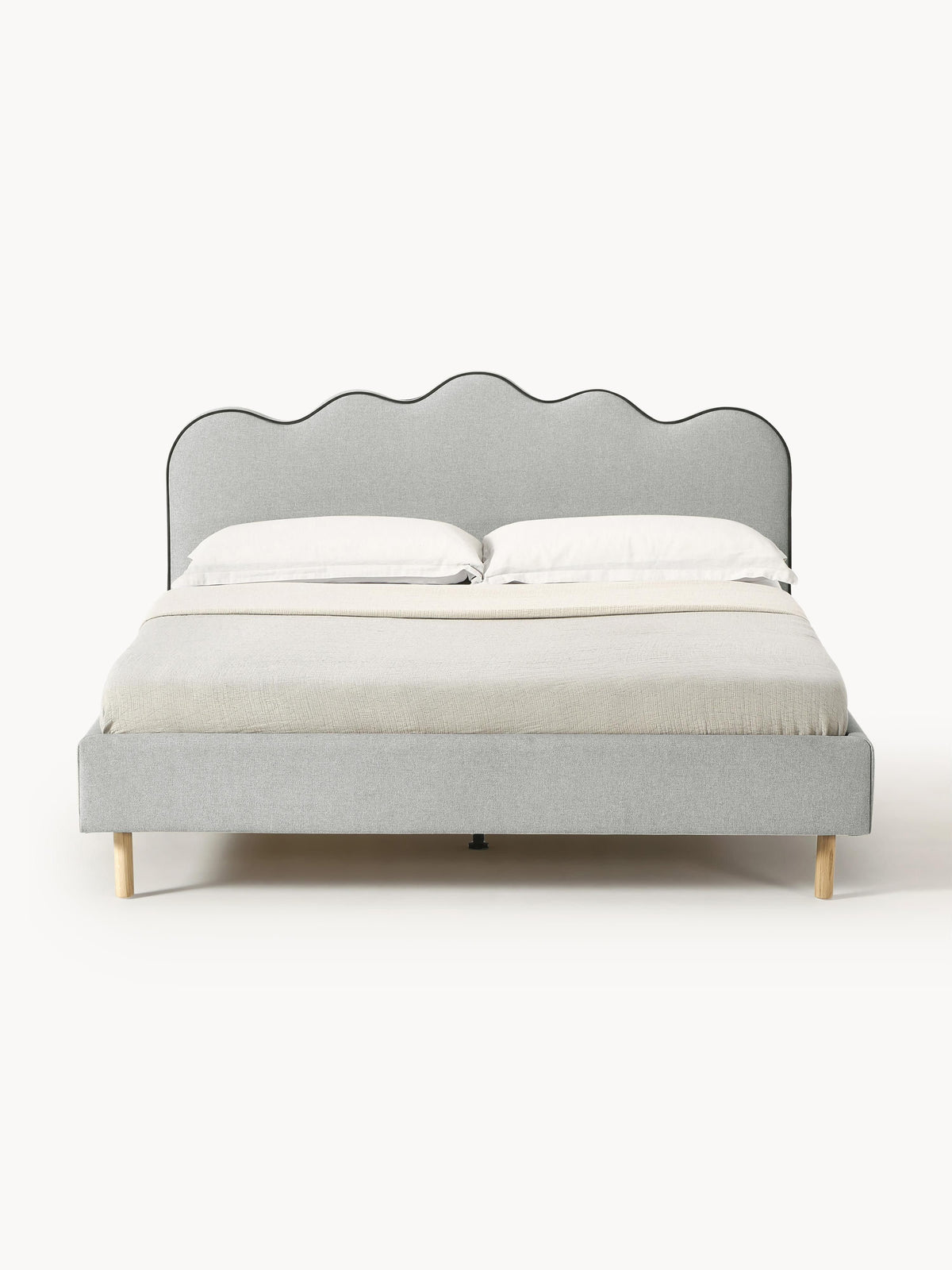 Romvaila Upholstered Bed with Wavy Headboard