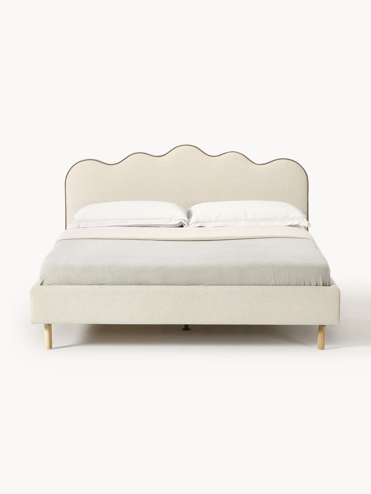 Romvaila Upholstered Bed with Wavy Headboard