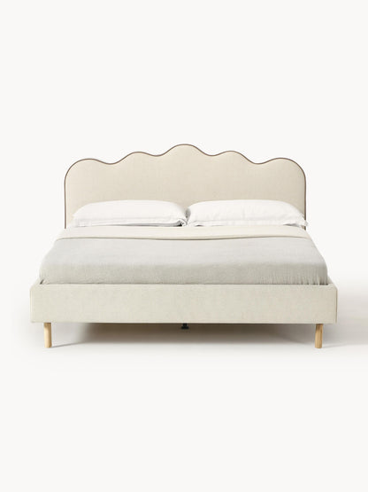 Romvaila Upholstered Bed with Wavy Headboard