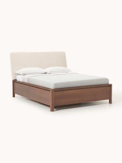 Santlorne Wooden Bed with Drawers and Upholstered Headboard