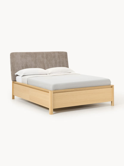 Santlorne Wooden Bed with Drawers and Upholstered Headboard