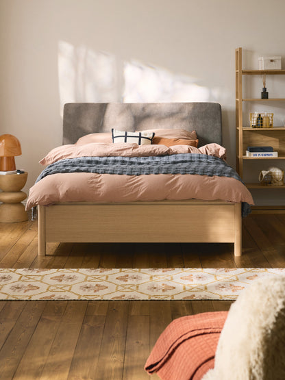 Santlorne Wooden Bed with Drawers and Upholstered Headboard