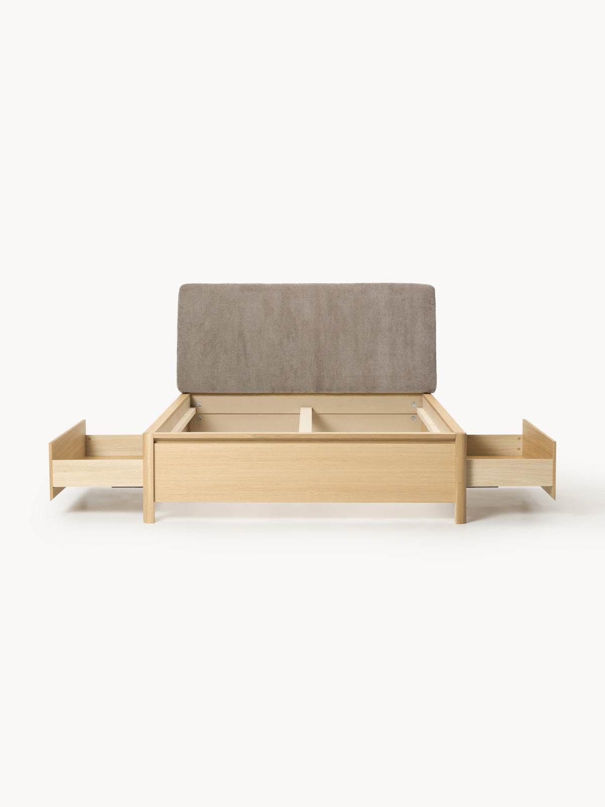 Santlorne Wooden Bed with Drawers and Upholstered Headboard