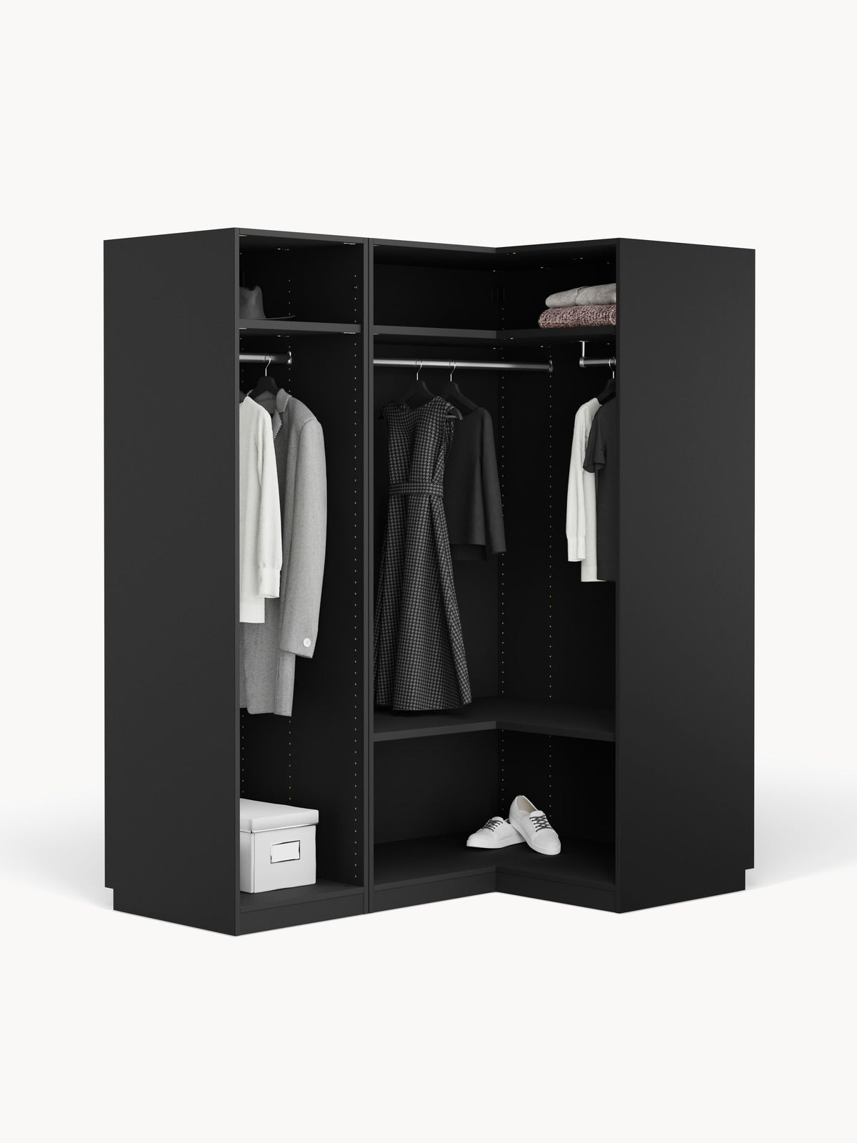 Simavaine Modular Corner Wardrobe, 165 cm Wide, in Various Sizes