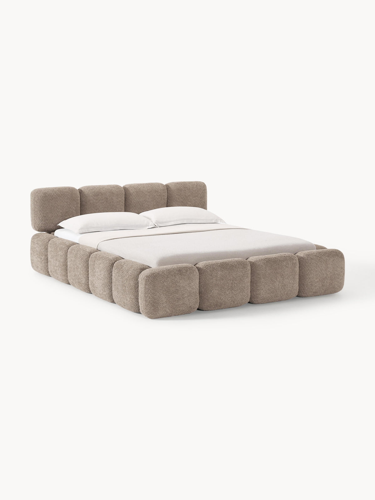 Taylunn Upholstered Bed in Teddy Bouclé with Storage