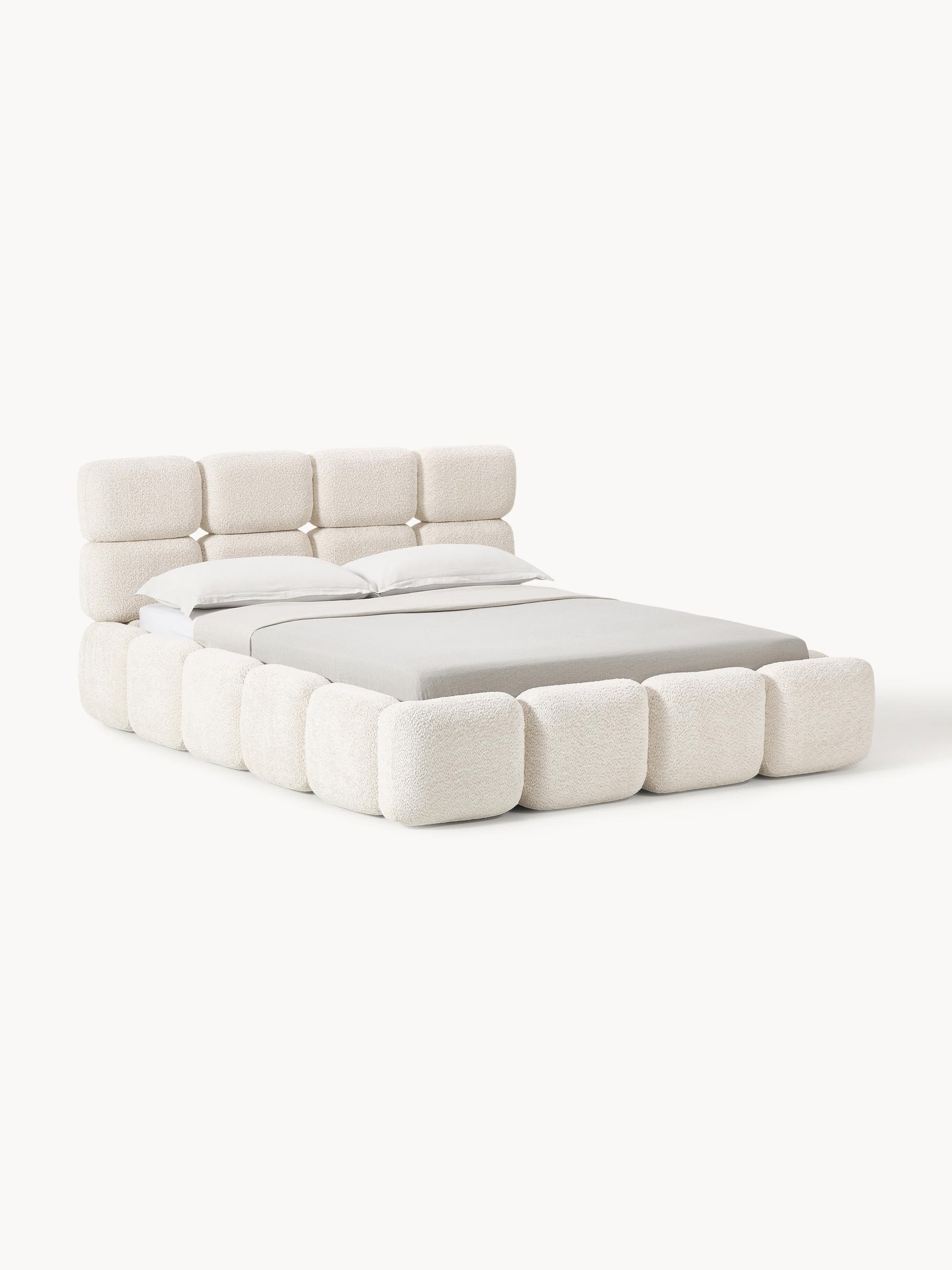 Taylunn Upholstered Bed in Teddy Bouclé with Storage