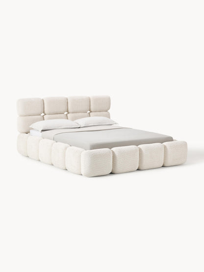 Taylunn Upholstered Bed in Teddy Bouclé with Storage