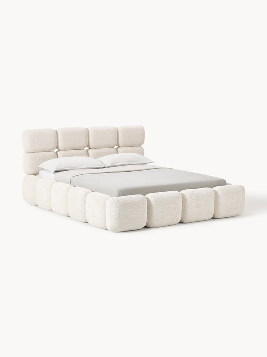 Taylunn Upholstered Bed in Teddy Bouclé with Storage