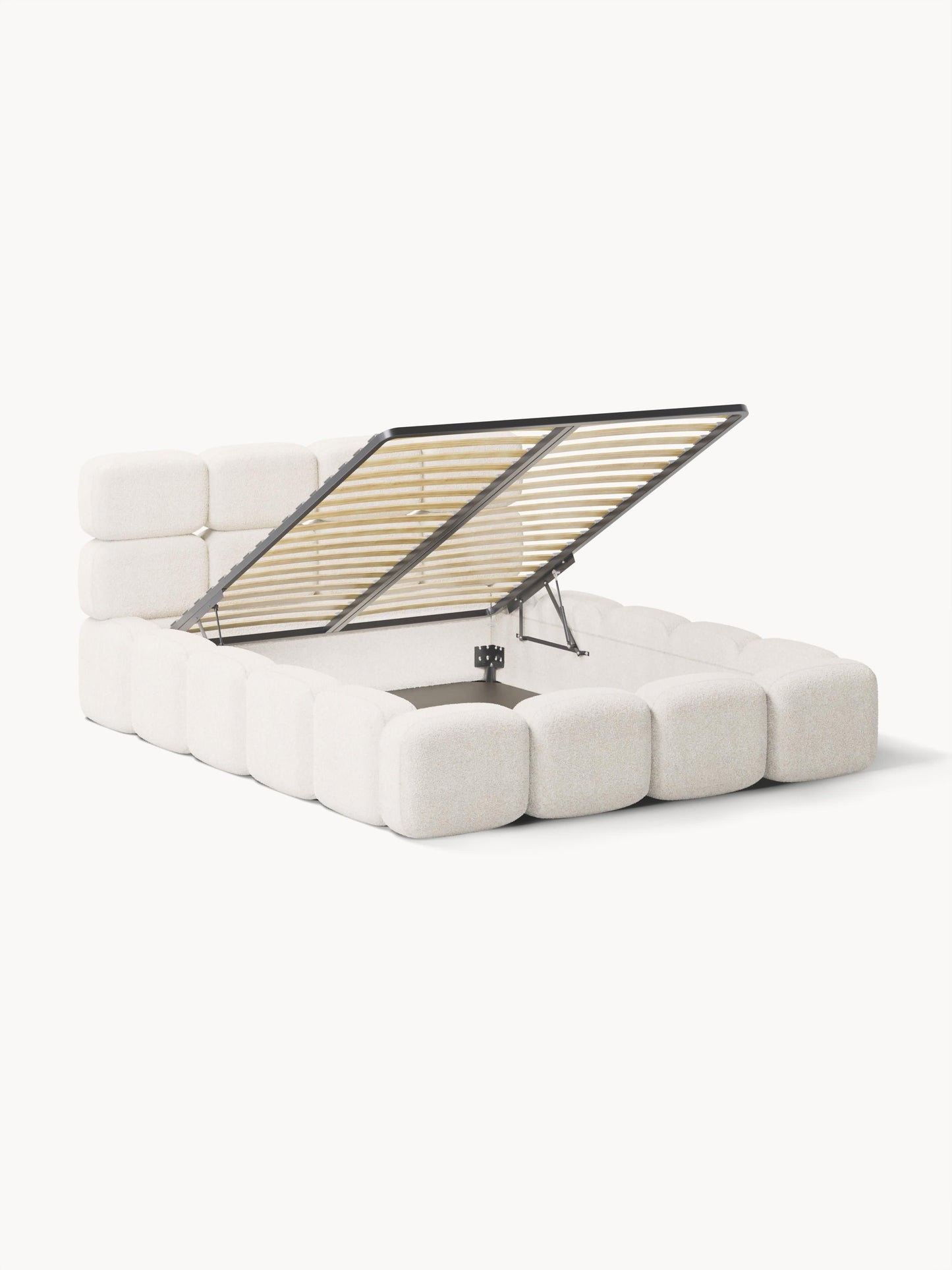 Taylunn Upholstered Bed in Teddy Bouclé with Storage