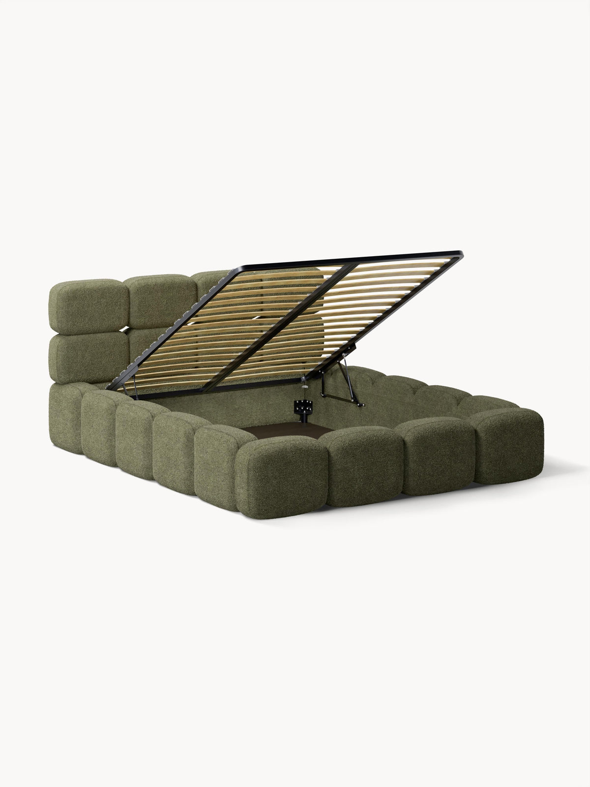 Taylunn Upholstered Bed in Teddy Bouclé with Storage