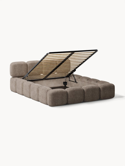 Taylunn Upholstered Bed in Teddy Bouclé with Storage
