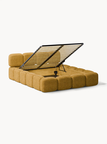 Taylunn Upholstered Bed in Teddy Bouclé with Storage