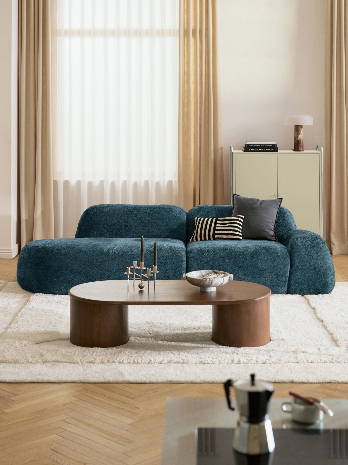Wolmairen Modular Chaise in Teddy Bouclé (3-Seater)