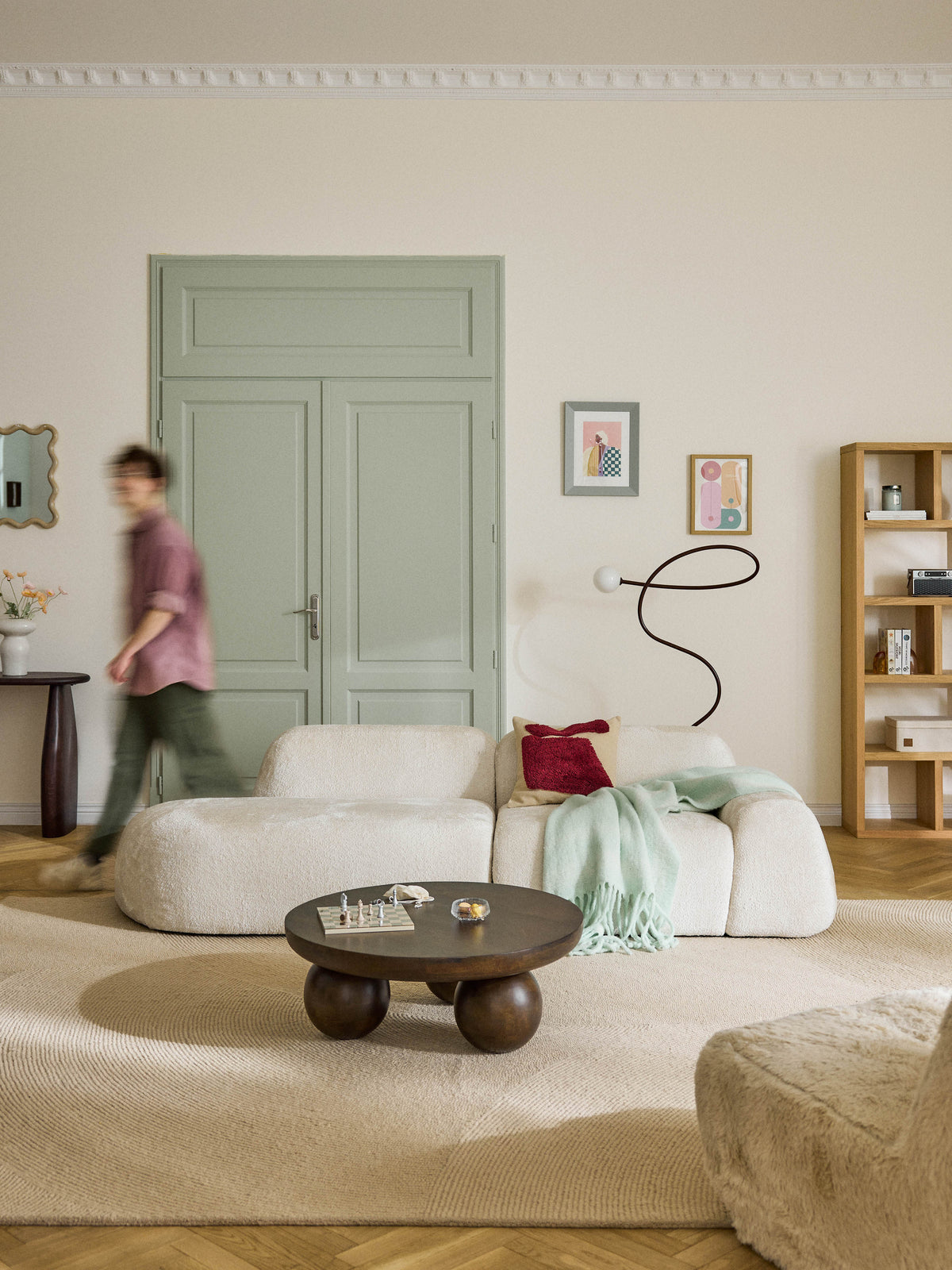 Wolmairen Modular Chaise in Teddy Bouclé (3-Seater)