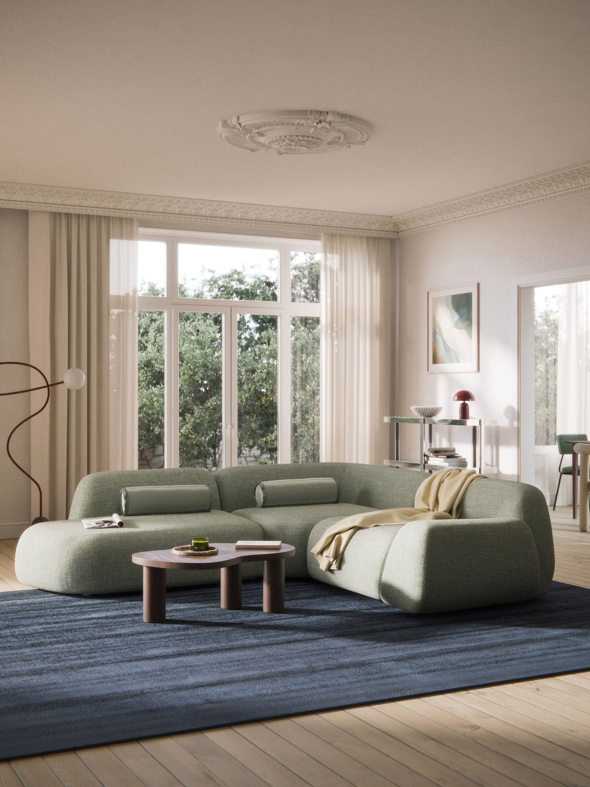 Wolmairen Modular Corner Sofa (4-Seater) in Bouclé with Chaise Longue