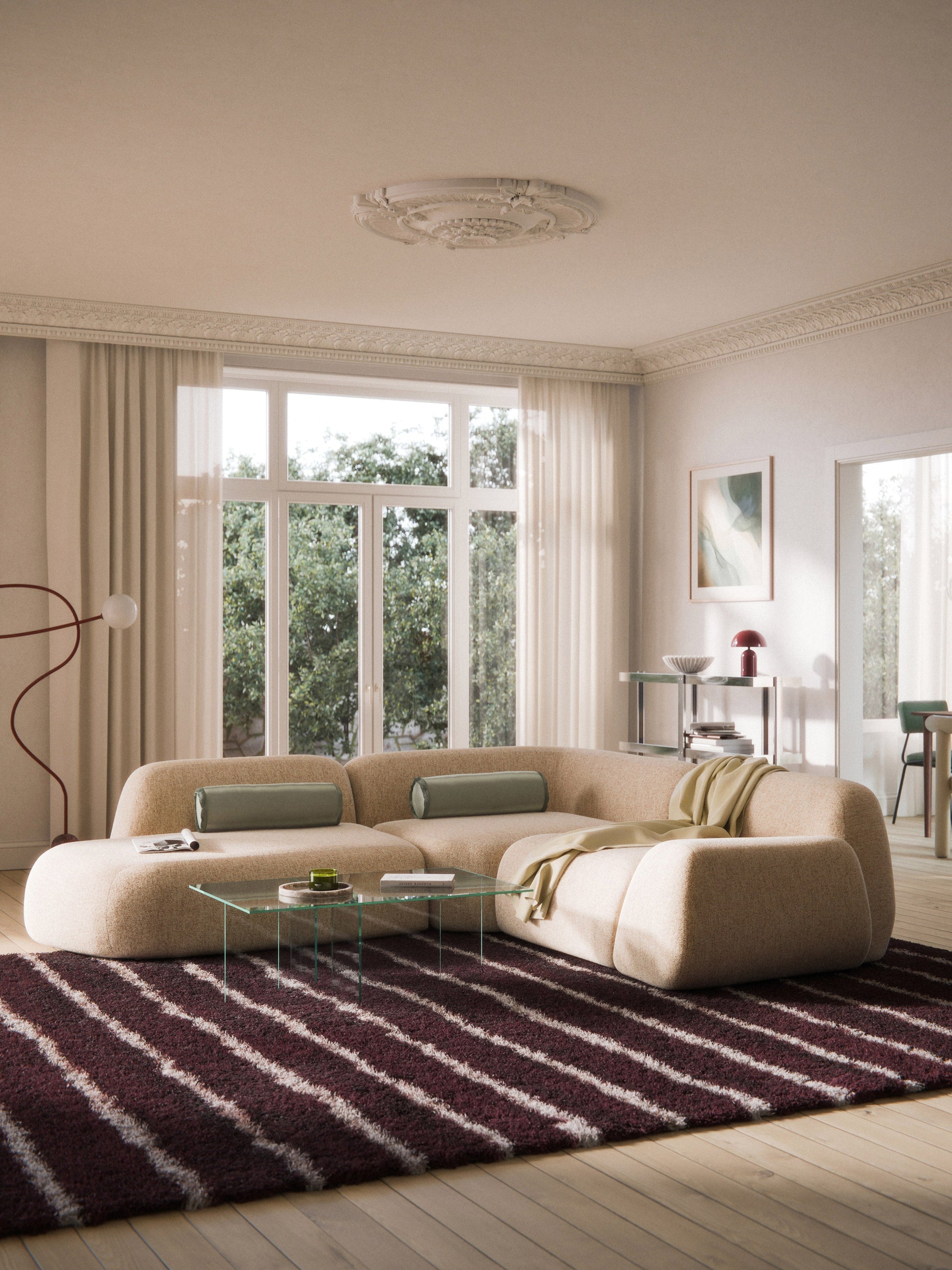 Wolmairen Modular Corner Sofa (4-Seater) in Bouclé with Chaise Longue