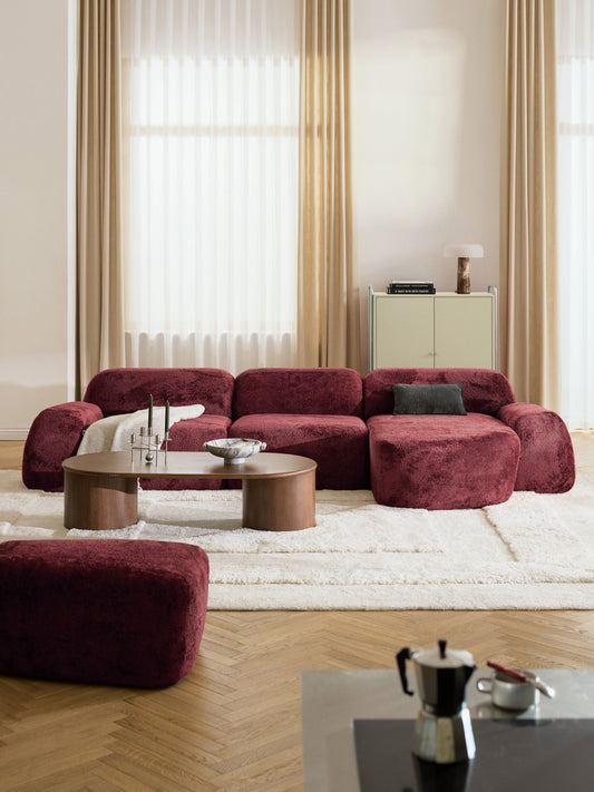 Wolmairen Modular Corner Sofa (4-Seater) in Teddy Bouclé