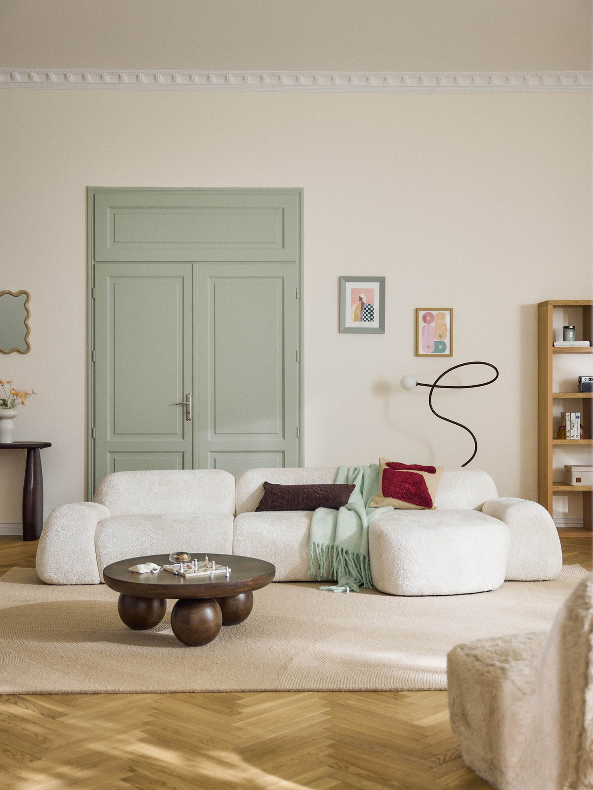 Wolmairen Modular Corner Sofa (4-Seater) in Teddy Bouclé