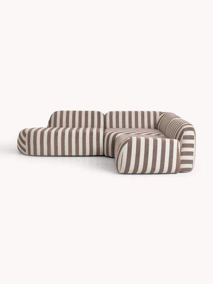 Wolmairen Modular Striped Corner Sofa (4-Seater) with Chaise Longue