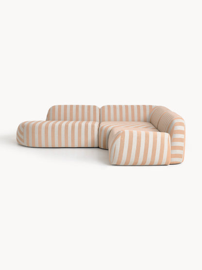 Wolmairen Modular Striped Corner Sofa (4-Seater) with Chaise Longue