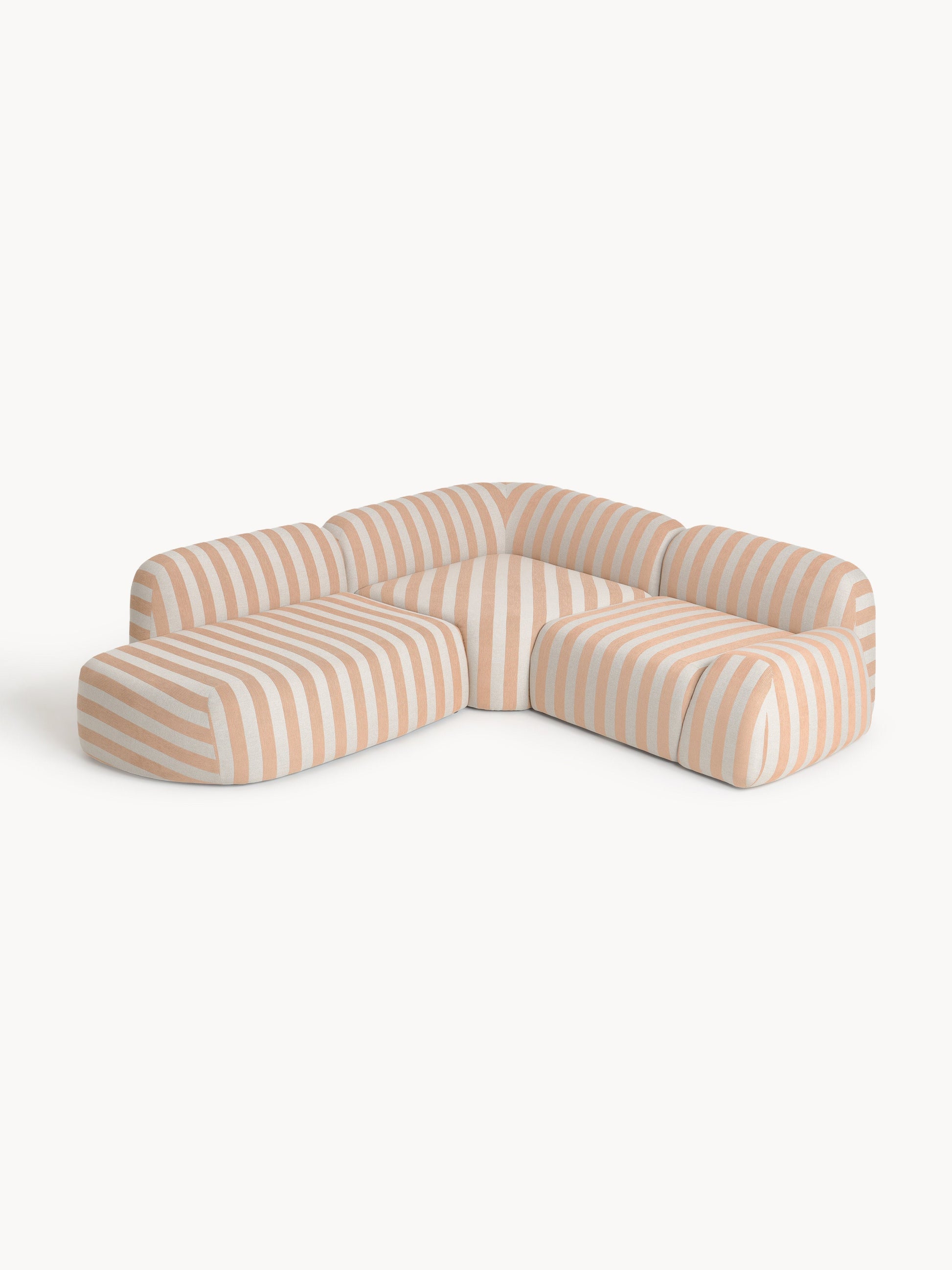 Wolmairen Modular Striped Corner Sofa (4-Seater) with Chaise Longue