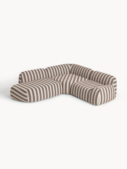 Wolmairen Modular Striped Corner Sofa (4-Seater) with Chaise Longue