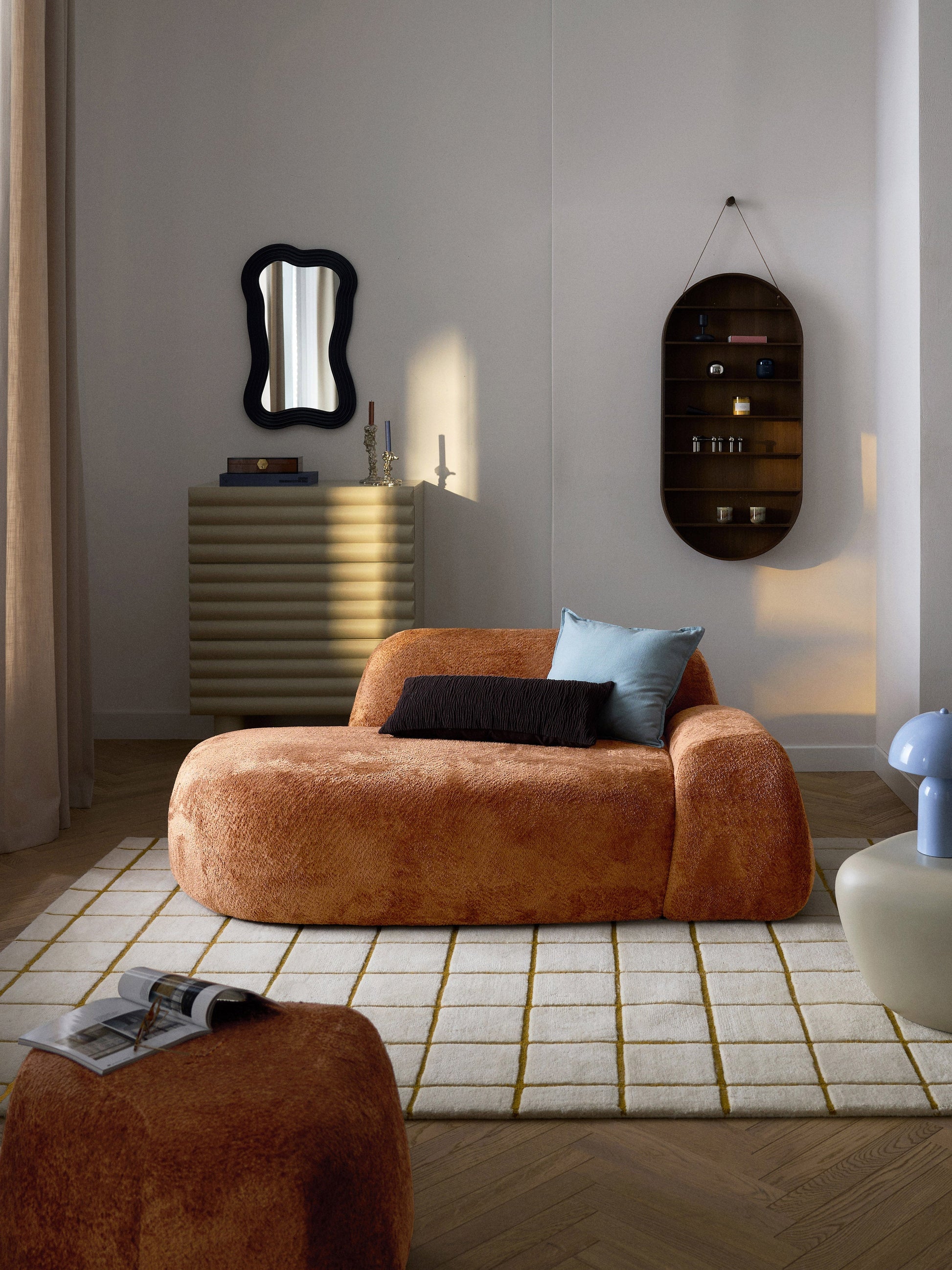Wolmairen Sofa (2-Seater) in Teddy Bouclé with Chaise Longue