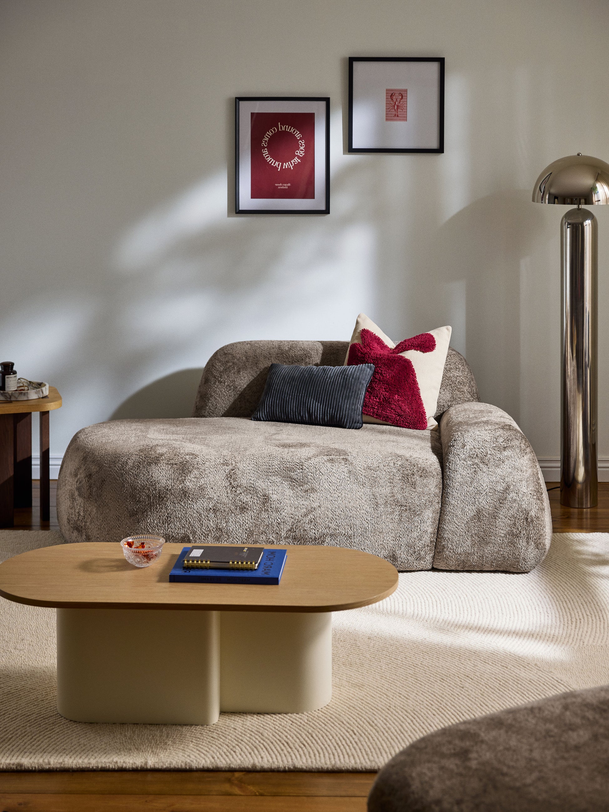 Wolmairen Sofa (2-Seater) in Teddy Bouclé with Chaise Longue