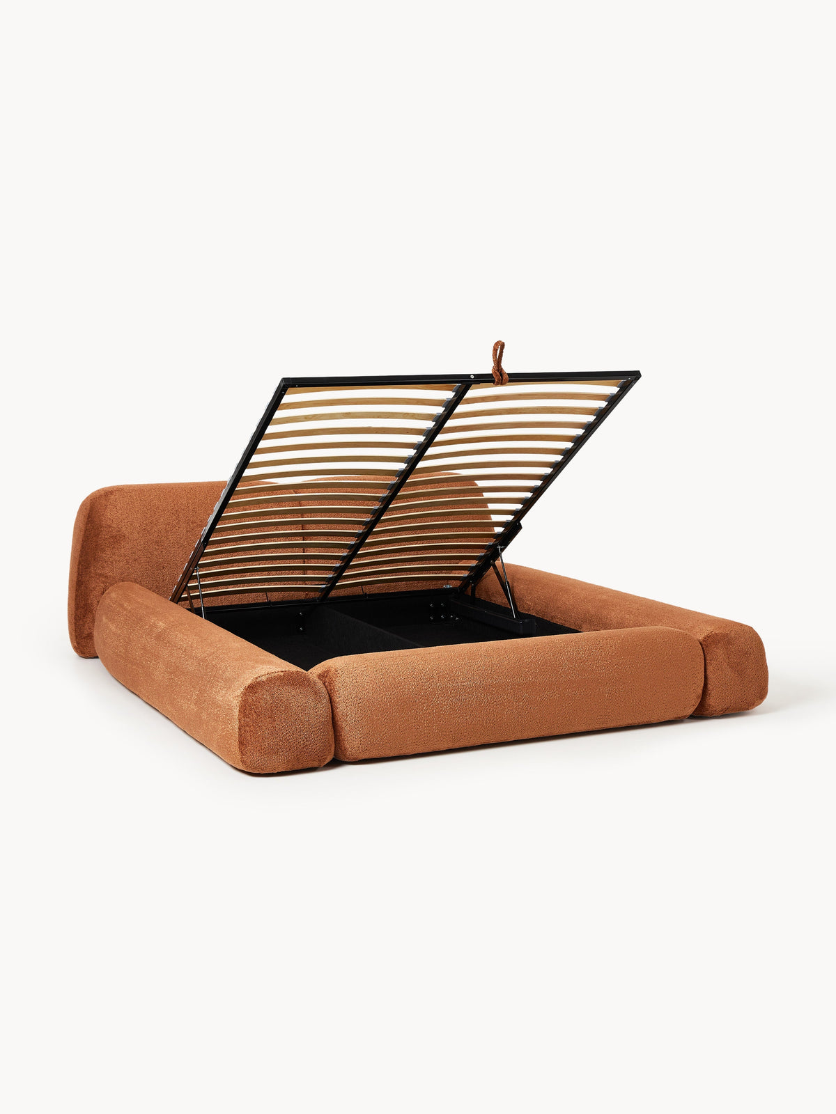 Wolmairen Upholstered Bed in Teddy Bouclé with Storage