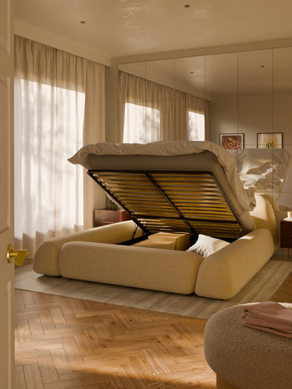Wolmairen Upholstered Storage Bed in Bouclé
