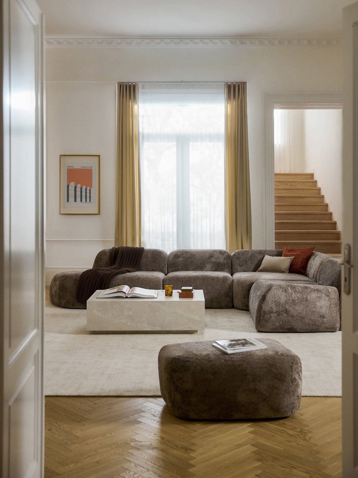 Wolmairen XL Modular Teddy Bouclé Corner Sofa with Chaise Longue